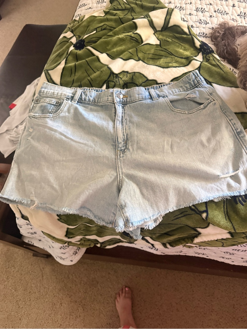 aerie Light Wash Denim Cutoff Shorts